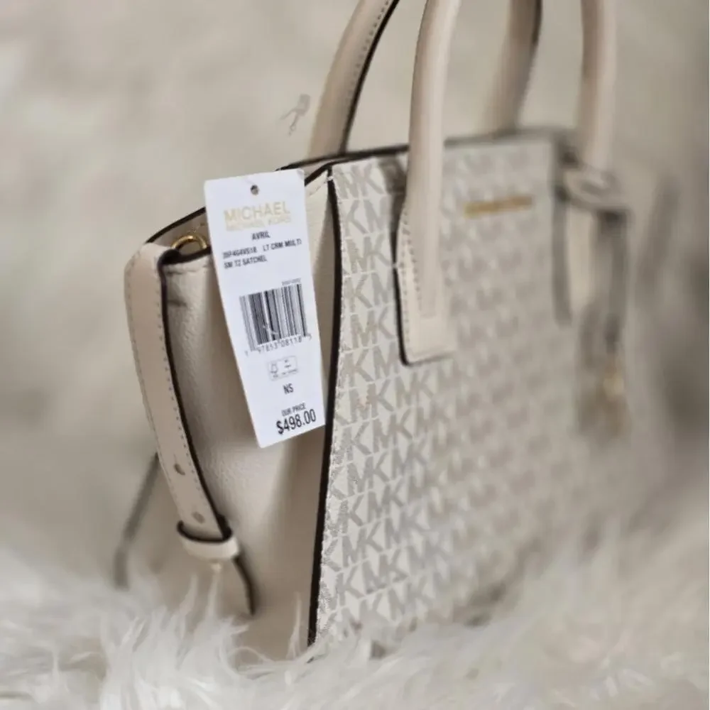 Michael Kors Monogram Handbag in Cream and Gold - Picture 3 of 6